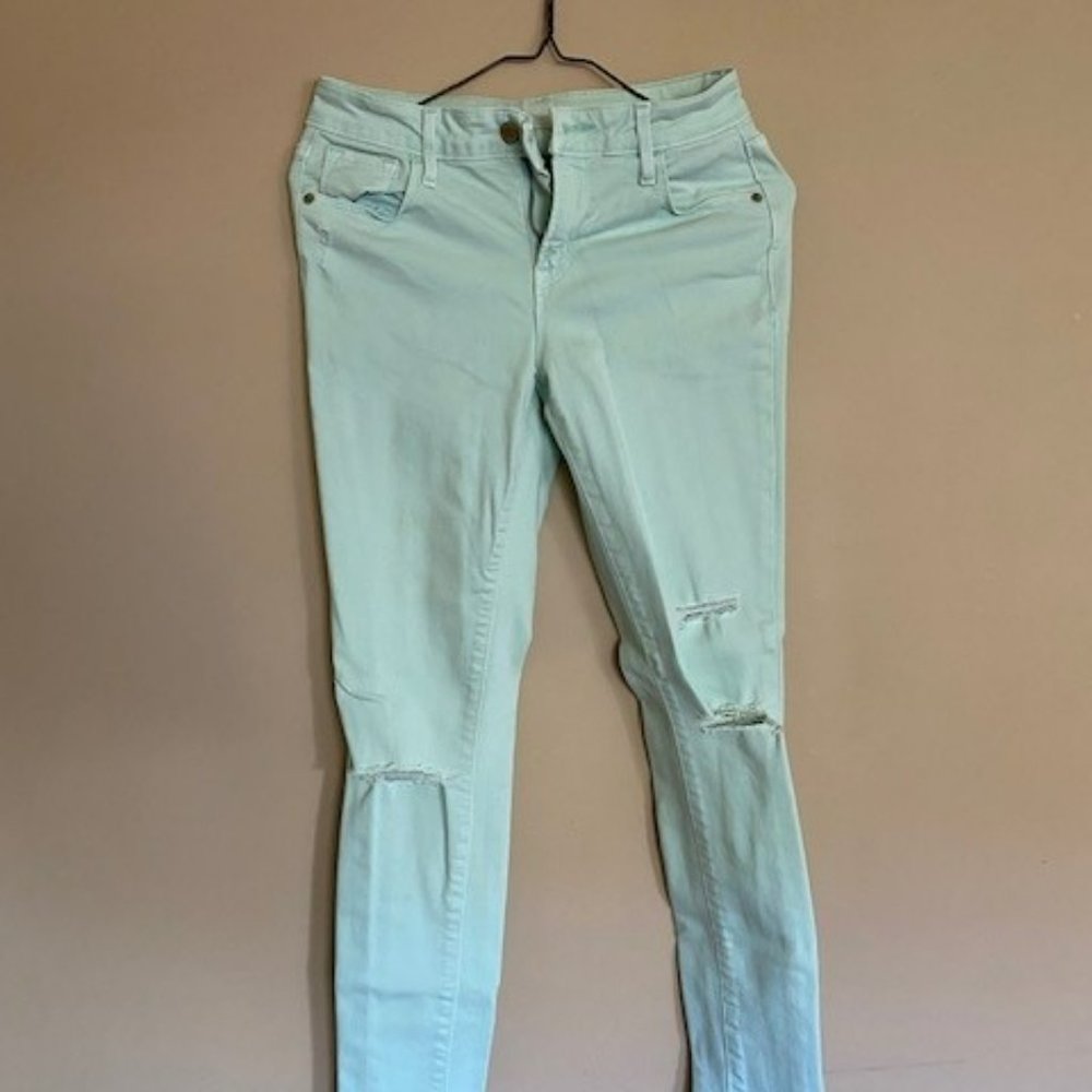Mint Green Holey Jeans